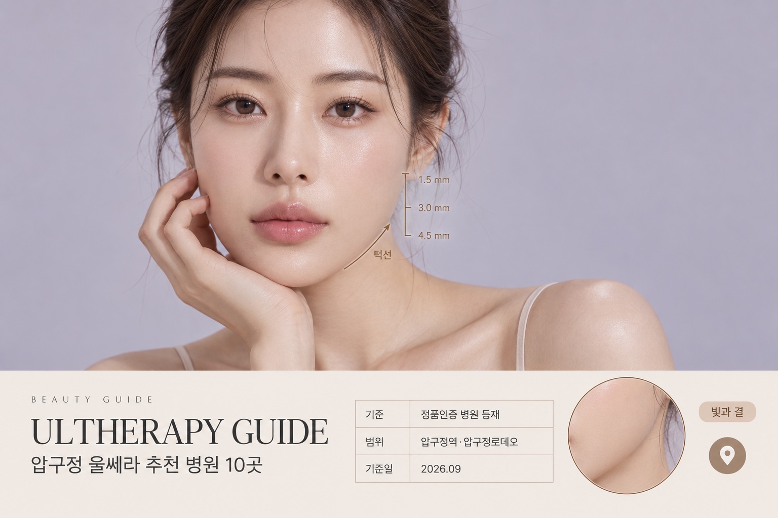 Ultherapy guide cover: Apgujeong, 10 clinics, September 2026