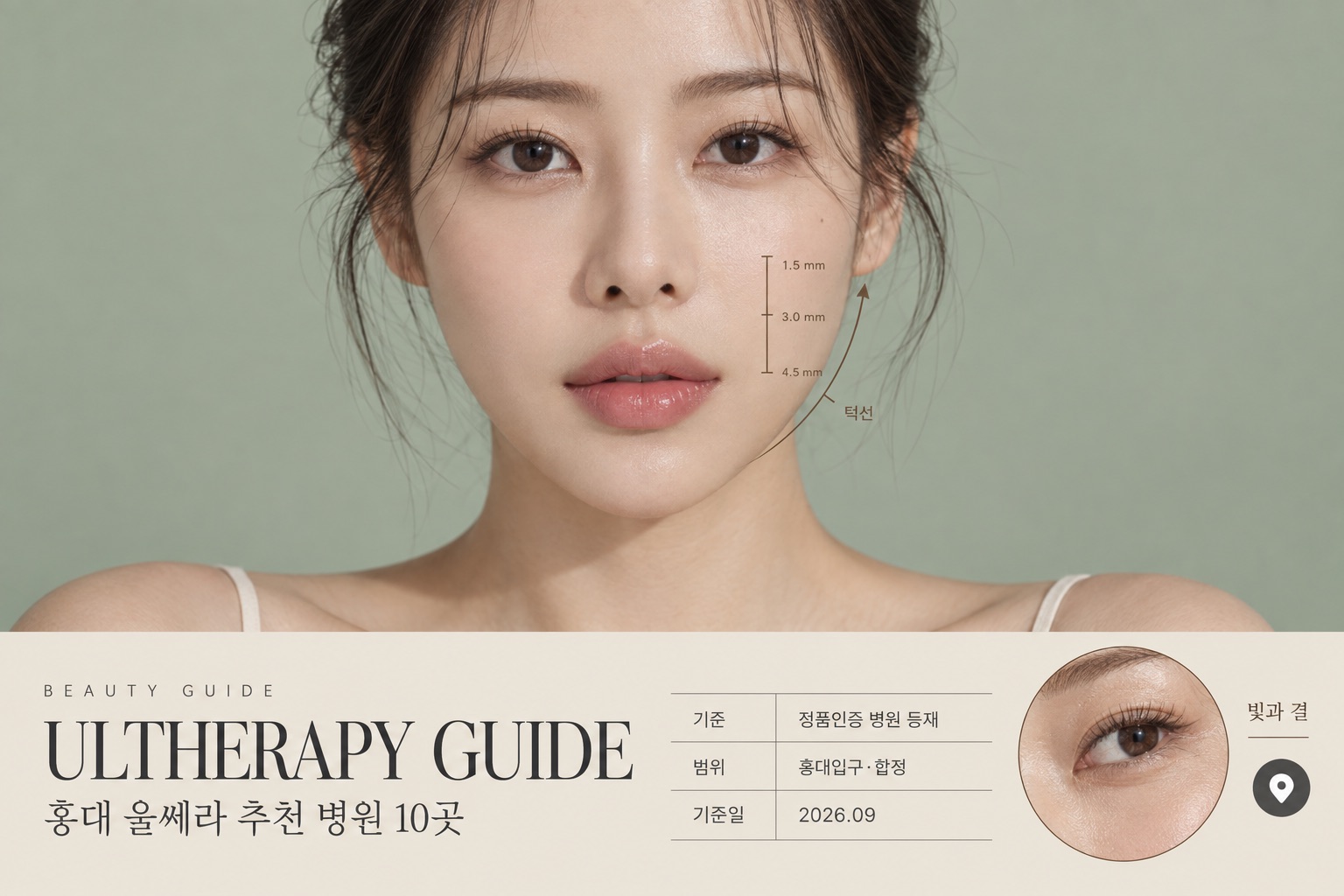Ultherapy guide cover: Hongdae, 10 clinics, September 2026