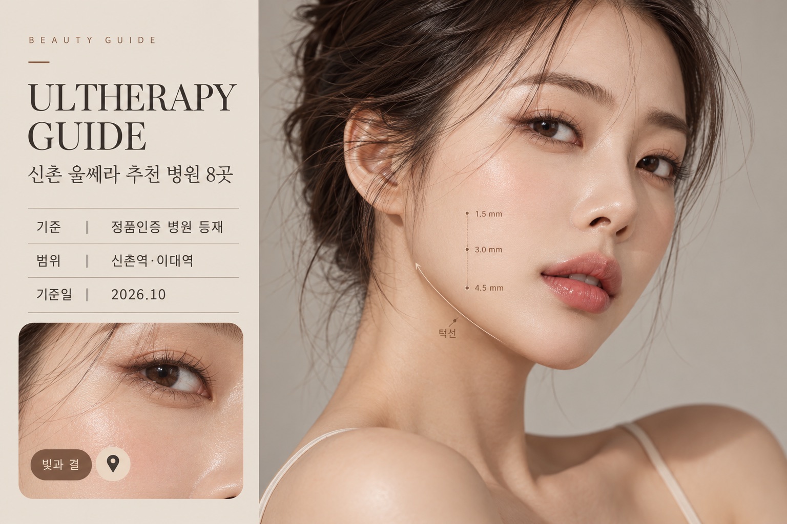 Ultherapy guide cover: Sinchon, 8 clinics, October 2026